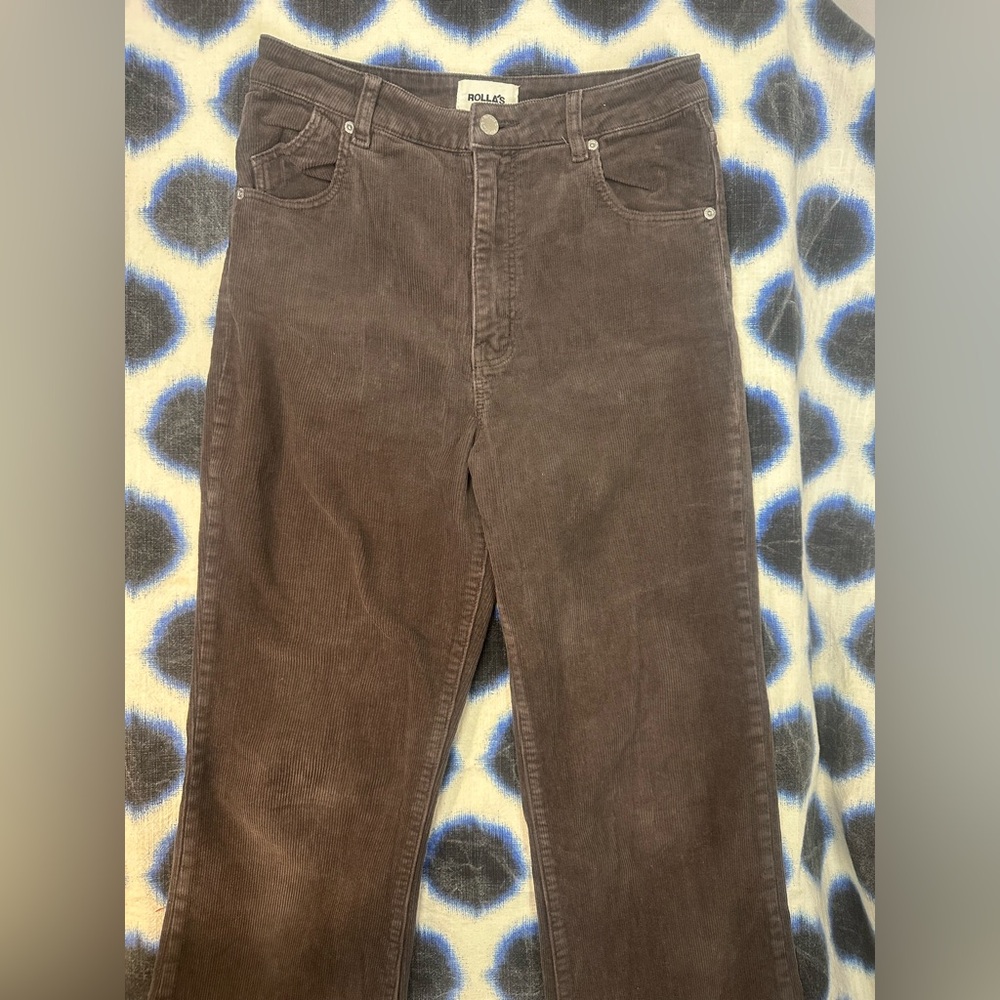 ROLLA'S Dark Brown Corduroy Dusters High Rise Boot Cut Pants - Picture 3 of 8